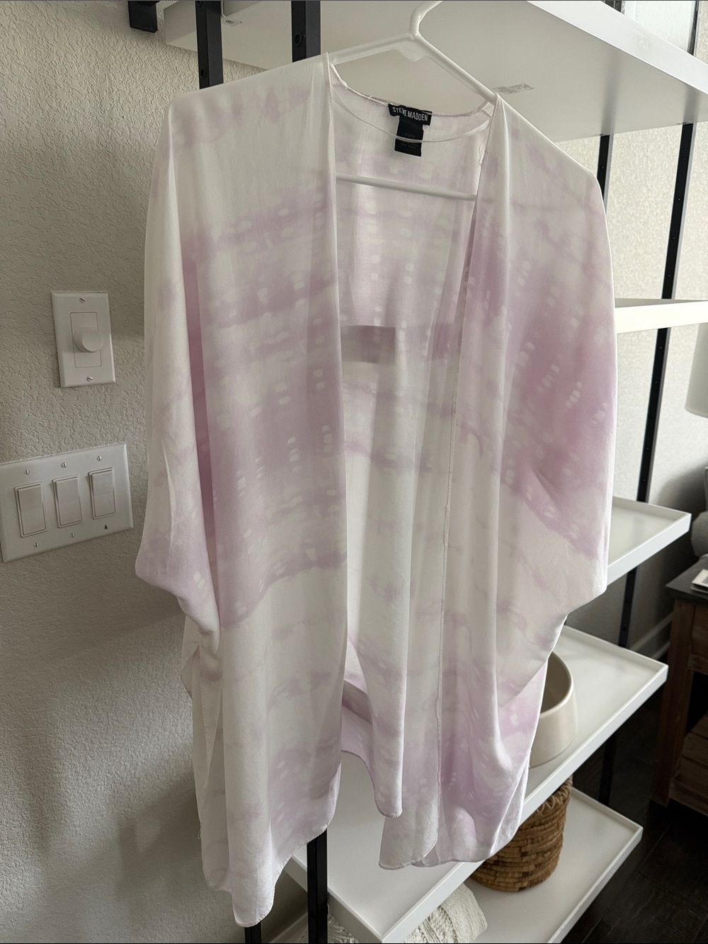 Steve Madden Pastel Lavender Tie-Dye Open Kimono